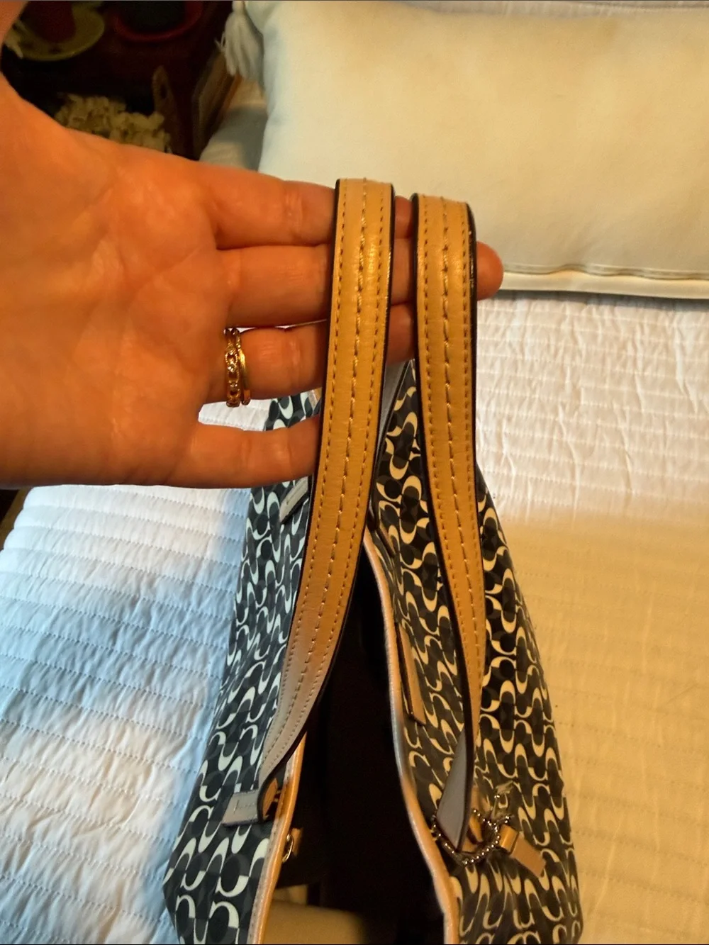 Coach Black & White Signature C Op tote